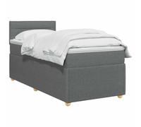 vidaXL Cama Box Spring con colchón Gris Oscuro 90 x 200 cm Tela, Cama Moderna con Resorte, cabecero Ajustable, Marco Acolchado, solución de colchón Firme y cómodo
