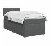 vidaXL Cama Box Spring con colchón Gris Oscuro 90 x 200 cm Tela, Cama Moderna con somier, cabecero Ajustable, colchón Firme, Mueble Ideal para Dormir Bien