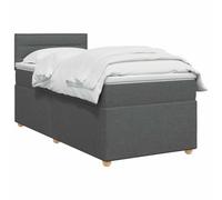 vidaXL Cama Box Spring con colchón Gris Oscuro 90 x 200 cm Tela, Cama Moderna con somier, cabecero Ajustable, colchón Firme, Mueble Ideal para Dormir Bien