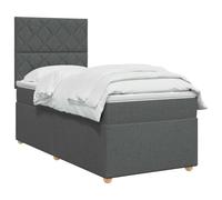 vidaXL Cama Box Spring con colchón Gris Oscuro Individual Tela