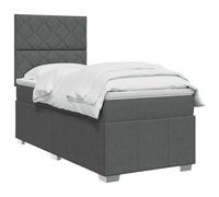 vidaXL Cama Box Spring con colchón Gris Oscuro Individual Tela