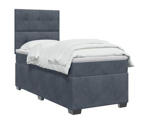 vidaXL Cama Box Spring con colchón Gris Oscuro Individual Terciopelo,