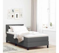 vidaXL Cama Box Spring con colchón & LED Gris Oscuro Tela 100X200 cm Diseño Moderno Solución de Sueño Cómoda para Muebles de Dormitorio Individual Cubierta Ropa de Cama Decoración