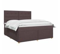 vidaXL Cama Box Spring con colchón Marrón Oscuro 140 x 190 cm Tela, Muebles Modernos para el Dormitorio, Cama Ajustable, colchón cómodo, solución de sueño Elegante