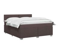 vidaXL Cama Box Spring con colchón Marrón Oscuro 140 x 200 cm Tela, Cama Moderna con Base, cabecera Ajustable, Soporte cómodo, Espacio de sueño y Decoraciones geniales