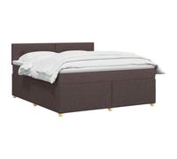 vidaXL Cama Box Spring con colchón Marrón Oscuro 140 x 200 cm Tela, Cama Moderna con somier, cabecero Ajustable, colchón Firme, Mueble Ideal para Dormir Bien