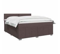 vidaXL Cama Box Spring con colchón Marrón Oscuro 160 x 200 cm Tela, Cama Moderna con cabecera Ajustable, colchón de firmeza Media, sueño cómodo, Mueble Elegante para tu Dormitorio
