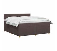 vidaXL Cama Box Spring con colchón Marrón Oscuro 200 x 200 cm Tela, Cama Moderna con somier, cabecero Ajustable, colchón Firme, Mueble Ideal para Dormir Bien