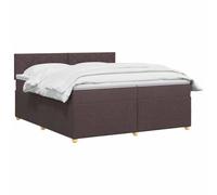 vidaXL Cama Box Spring con colchón Marrón Oscuro 200 x 200 cm Tela, Cama Moderna con somier, cabecero Ajustable, colchón Firme, Mueble Ideal para Dormir Bien