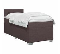 vidaXL Cama Box Spring con colchón Marrón Oscuro 90 x 200 cm Tela, Cama Moderna con Base, cabecera Ajustable, Soporte cómodo, Espacio de sueño y Decoraciones geniales