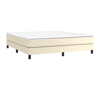 vidaXL Cama Box Spring con Colchón Mueble Acolchado Dormitorio Tapizada Habitación Base Individual Descanso Hogar Cuero Sintético Crema 180x200 cm