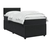 vidaXL Cama Box Spring con colchón Negro 100 x 200 cm Terciopelo, Cama de Box Spring Moderna, cabecera Ajustable cómoda, tapizada en Terciopelo, Mueble Elegante Que Ahorra Espacio