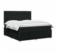 vidaXL Cama Box Spring con colchón Negro 140 x 190 cm Tela, Dormitorio Moderno, Cama tapizada, cabecera Ajustable, colchón de resortes, Base de Listones cómoda