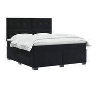vidaXL Cama Box Spring con colchón Negro 140 x 190 cm Terciopelo, Cama Moderna para Dormitorio, Terciopelo, cabecera Ajustable, colchón Firme, sueño reparador, Ideas de Muebles