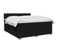 vidaXL Cama Box Spring con colchón Negro 160 x 200 cm Tela, Cama Moderna con cabecera Ajustable, colchón de firmeza Media, sueño cómodo, Mueble Elegante para tu Dormitorio