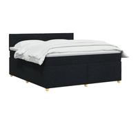 vidaXL Cama Box Spring con colchón Negro 180 x 200 cm Tela, Cama Moderna con somier, cabecero Ajustable, colchón Firme, Mueble Ideal para Dormir Bien