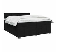 vidaXL Cama Box Spring con colchón Negro 200 x 200 cm Tela, Cama Moderna con cabecera Ajustable, colchón de firmeza Media, sueño cómodo, Mueble Elegante para tu Dormitorio