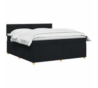 vidaXL Cama Box Spring con colchón Negro 200 x 200 cm Tela, Cama Moderna con somier, cabecero Ajustable, colchón Firme, Mueble Ideal para Dormir Bien