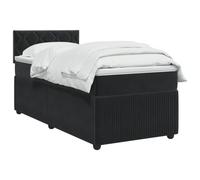vidaXL Cama Box Spring con colchón Negro 90 x 190 cm Terciopelo, Cama de Box Spring Moderna, cabecera Ajustable cómoda, tapizada en Terciopelo, Mueble Elegante Que Ahorra Espacio