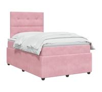 vidaXL Cama Box Spring con colchón Rosa 120 x 200 cm Terciopelo, Cama Moderna, Base de resortes, Ajustable con colchón, Marco de diseño, Descanso cómodo en casa