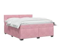 vidaXL Cama Box Spring con colchón Rosa 160 x 200 cm Terciopelo, Dormitorio Moderno, Cama Ajustable, cabecero de Terciopelo, Juego de colchón Firme