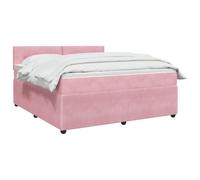 vidaXL Cama Box Spring con colchón Rosa 180 x 200 cm Terciopelo, Cama de Box Spring Moderna, cabecera Ajustable cómoda, tapizada en Terciopelo, Mueble Elegante Que Ahorra Espacio