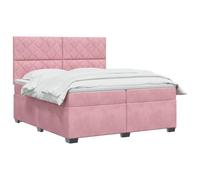 vidaXL Cama Box Spring con colchón Rosa 200 x 200 cm Terciopelo
