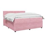 vidaXL Cama Box Spring con colchón Rosa 200 x 200 cm Terciopelo, Cama de Box Spring Moderna, cabecera Ajustable cómoda, tapizada en Terciopelo, Mueble Elegante Que Ahorra Espacio