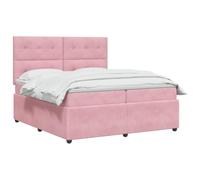 vidaXL Cama Box Spring con colchón Rosa 200 x 200 cm Terciopelo, Cama Moderna, Base de resortes, Ajustable con colchón, Marco de diseño, Descanso cómodo en casa