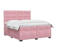 vidaXL Cama Box Spring con colchón Rosa 200 x 200 cm Terciopelo, Cama Moderna para Dormitorio, Terciopelo, cabecera Ajustable, colchón Firme, sueño reparador, Ideas de Muebles