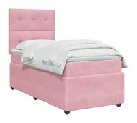 vidaXL Cama Box Spring con colchón Rosa 80 x 200 cm Terciopelo, Cama Moderna, Base de resortes, Ajustable con colchón, Marco de diseño, Descanso cómodo en casa
