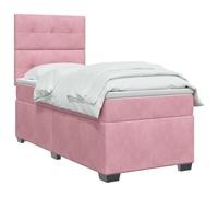 vidaXL Cama Box Spring con colchón Rosa 80 x 200 cm Terciopelo, Cama Moderna para Dormitorio, Terciopelo, cabecera Ajustable, colchón Firme, sueño reparador, Ideas de Muebles