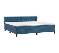 vidaXL Cama Box Spring con Colchón Somier Cama de Matrimonio Base Estructura Mueble Dormitorio Habitación Interior Terciopelo Azul Oscuro 200x200 cm