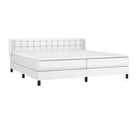 vidaXL Cama Box Spring con Colchón Somier Cama de Matrimonio Base Estructura Mueble Dormitorio Habitación Interior Cuero Sintético Blanco 200x200 cm