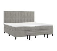 vidaXL Cama Box Spring con Colchón Somier Cama de Matrimonio Base Estructura Mueble Dormitorio Habitación Interior Terciopelo Gris Claro 200x200 cm