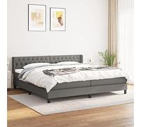vidaXL Cama Box Spring con Colchón Somier Cama de Matrimonio Base Estructura Mueble Dormitorio Habitación Interior Tela Gris Oscuro 200x200 cm
