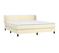 vidaXL Cama Box Spring con Colchón Somier Cama de Matrimonio Base Estructura Mueble Dormitorio Habitación Interior Cuero Sintético Crema 160x200 cm