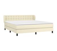 vidaXL Cama Box Spring con Colchón Somier Cama de Matrimonio Base Estructura Mueble Dormitorio Habitación Interior Cuero Sintético Crema 180x200 cm