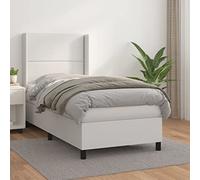 vidaXL Cama Box Spring con Colchón Somier Cama Individual Estructura Base Mueble Dormitorio Habitación Interior Cuero Sintético Blanco 90x190 cm