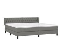 vidaXL Cama Box Spring con Colchón Tapizado Funda Somier Protector Muelles Ensacados Adaptable Acolchado Reversible Tela Gris Oscuro 200x200 cm