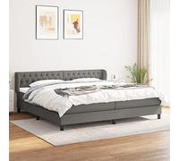 vidaXL Cama Box Spring con Colchón Tapizado Funda Somier Protector Muelles Ensacados Adaptable Acolchado Reversible Tela Gris Oscuro 200x200 cm