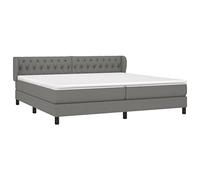 vidaXL Cama Box Spring con Colchón Tapizado Funda Somier Protector Muelles Ensacados Adaptable Acolchado Reversible Tela Gris Oscuro 200x200 cm