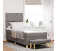 vidaXL Cama Box Spring con Colchón Taupe 100x200 cm Tela