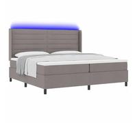 vidaXL Cama Box Spring con Colchón Taupe 200 x 200 cm, Tela Espuma, Funda con Cremallera. Ideal para Dormir, Muebles de Adultos, Estructura LED Moderna para el Dormitorio, Cabecero Ajustable, Diseño