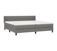vidaXL Cama Box Spring con Colchón Somier Cama de Matrimonio Base Estructura Mueble Dormitorio Habitación Interior Tela Gris Oscuro 200x200 cm