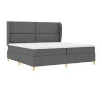 vidaXL Cama Box Spring con colchón Tela Gris Oscuro 200x200 cm