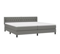 vidaXL Cama Box Spring con Colchón Somier Cama de Matrimonio Base Estructura Mueble Dormitorio Habitación Interior Tela Gris Oscuro 200x200 cm