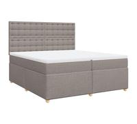 vidaXL Cama Box Spring con colchón Tela Gris Taupe 200x200 cm