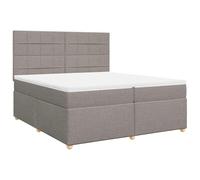 vidaXL Cama Box Spring con colchón Tela Gris Taupe 200x200 cm