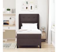 vidaXL Cama Box Spring con colchón Tela marrón Oscuro 100x200 cm